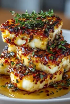 Deliciously grilled halloumi drizzled with hot honey for a savory and sweet appetizer.