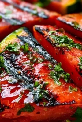 Grilled watermelon served on a plate for summer grilling