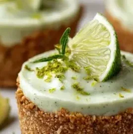 Healthy No-Bake Key Lime Pie Protein Cups served in a decorative dish