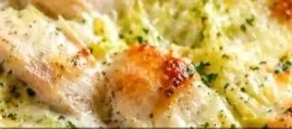 Keto Chicken Alfredo Cabbage Bake Recipe with creamy sauce and chicken