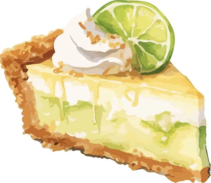 Delicious slice of homemade Key Lime Pie topped with whipped cream and lime zest.