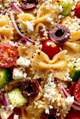 Colorful Mediterranean Pasta Salad with fresh veggies and herbs