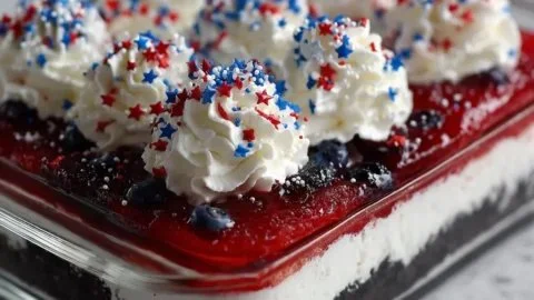 Red White and Blue Dessert Lasagna - a colorful no-bake patriotic treat