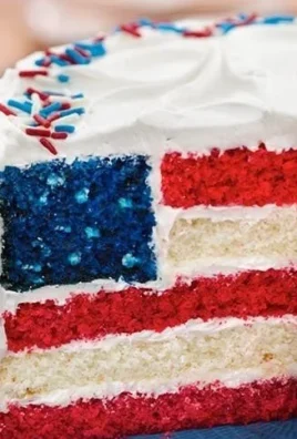 Red, White and Blue Layer Cake decorated for a festive celebration