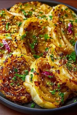 Roasted cabbage steaks seasoned and ready to serve.
