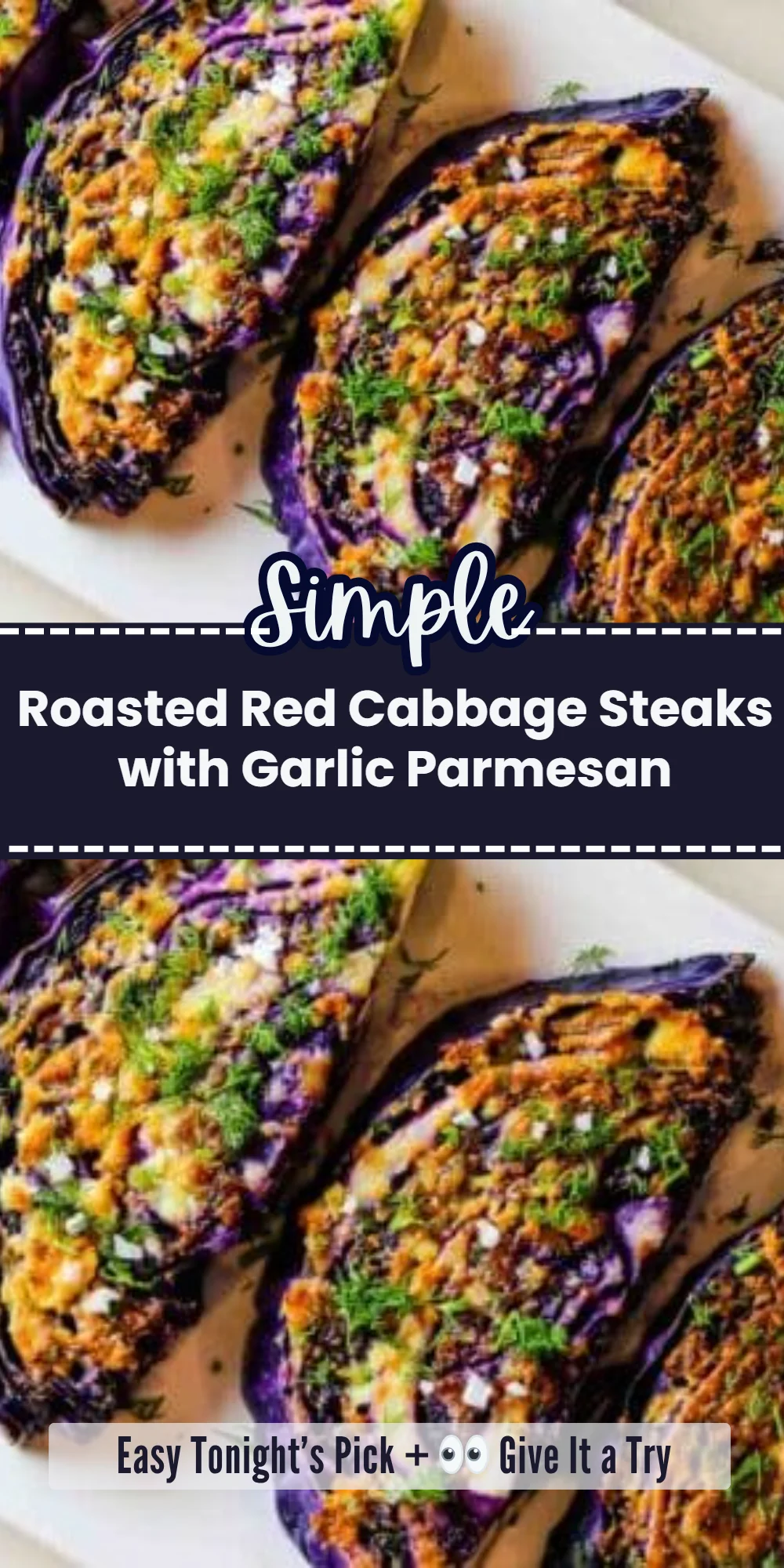 Roasted Red Cabbage Steaks with Garlic Parmesan