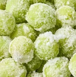 Plate of 3-ingredient frozen candied grapes ready to serve