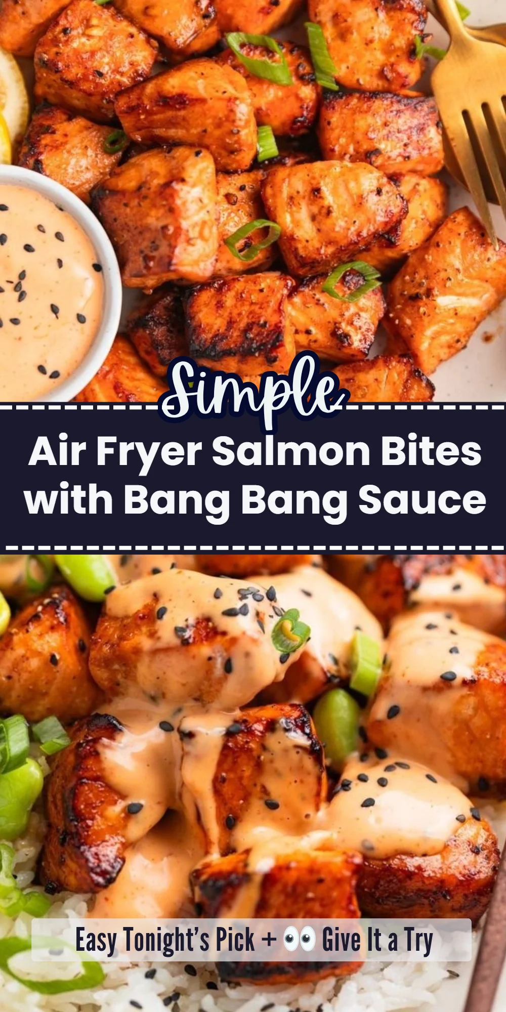 Air Fryer Salmon Bites with Bang Bang Sauce