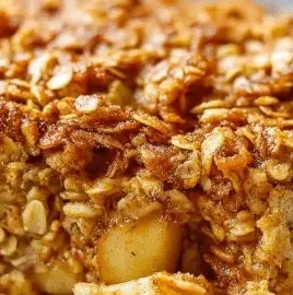 Amish-Style apple cinnamon baked oatmeal in a serving dish