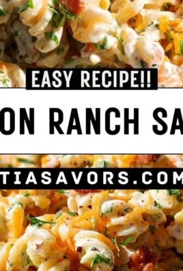 Bacon Ranch Pasta Salad with fresh vegetables and creamy dressing