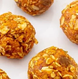 Healthy Carrot Cake Energy Bites with nuts and spices
