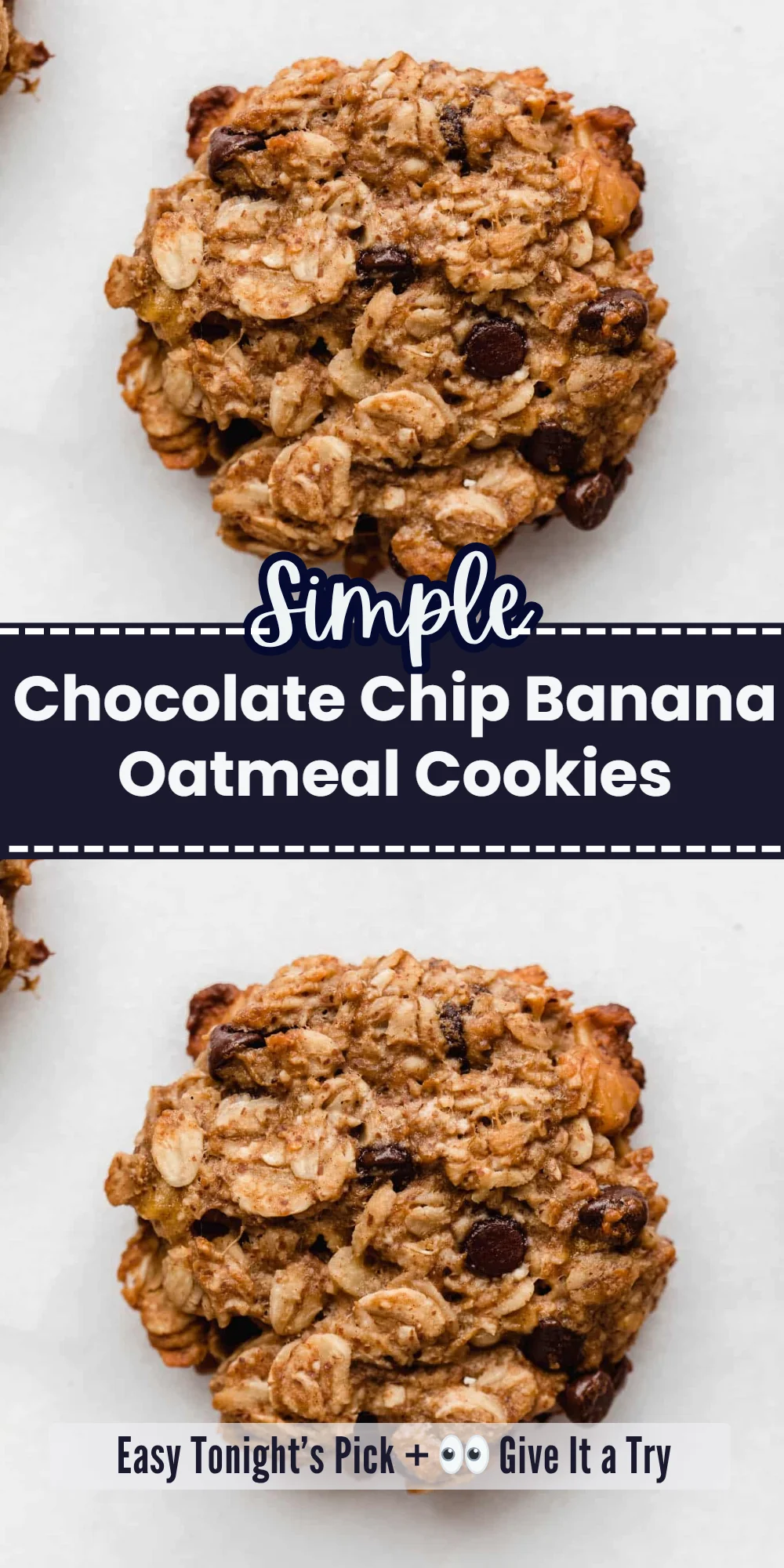 Chocolate Chip Banana Oatmeal Cookies