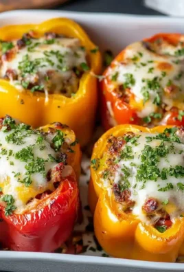 Delicious classic stuffed peppers filled with rice, meat, and spices.