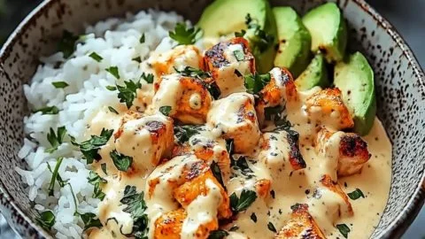 Coconut Chicken Rice Bowl with fresh ingredients and tropical flavors
