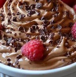 Delicious cottage cheese chocolate mousse served in a glass