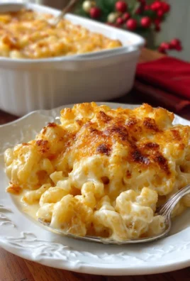 Delicious creamy baked macaroni and cheese in a casserole dish