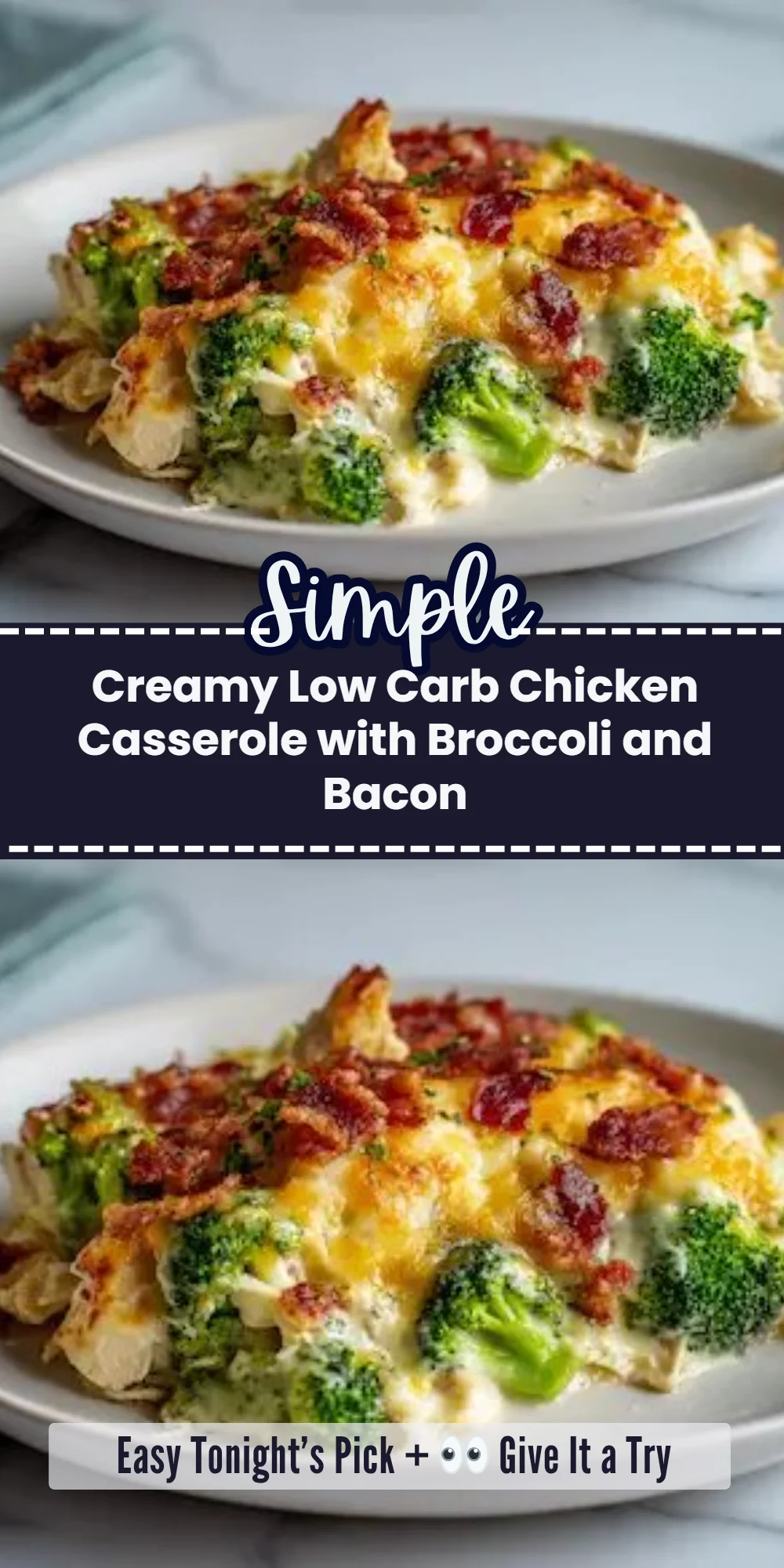 Creamy Low Carb Chicken Casserole with Broccoli and Bacon