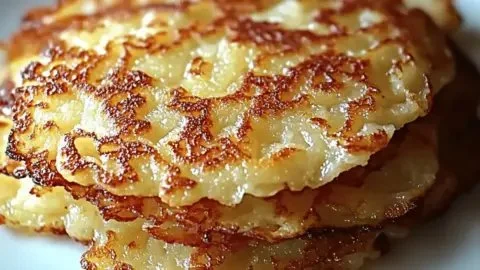 Crispy German potato pancakes served with sour cream and chives
