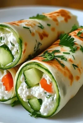 Delicious cucumber cottage cheese wraps served on a plate