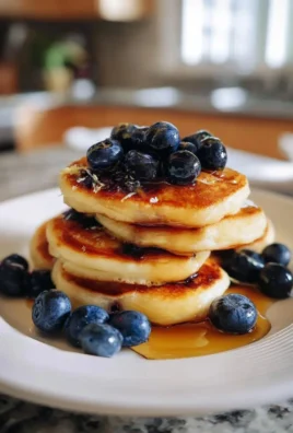 Lemon blueberry cottage cheese pancake bites served on a plate