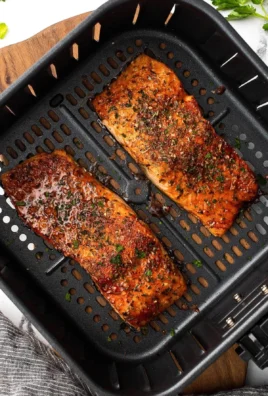 Delicious air fryer salmon cooked to perfection with a crispy exterior and tender interior.