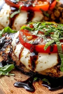 Delicious grilled chicken caprese with mozzarella and basil on a plate