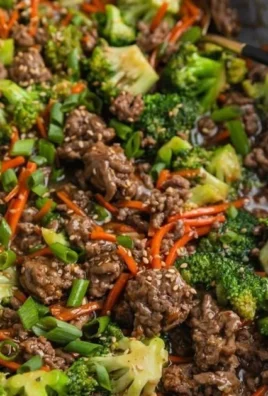 Easy ground beef teriyaki served with rice and vegetables