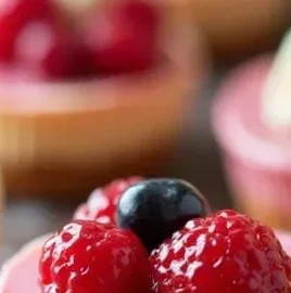 Delicious no-bake mini cheesecakes topped with berries on a plate