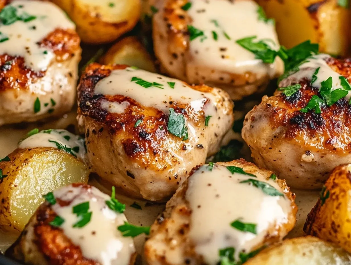Savory Garlic Butter Chicken Bites served on a plate