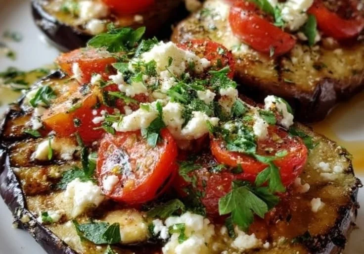Delicious Greek Style Roasted Eggplant with herbs and spices