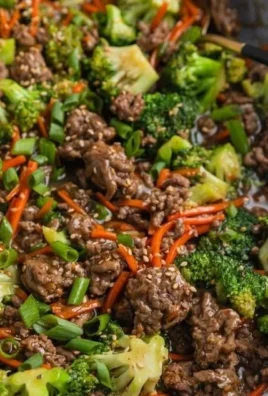 Ground Beef Teriyaki dish with vegetables and rice