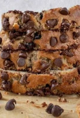 Healthy chocolate chip banana bread with ripe bananas and chocolate chunks