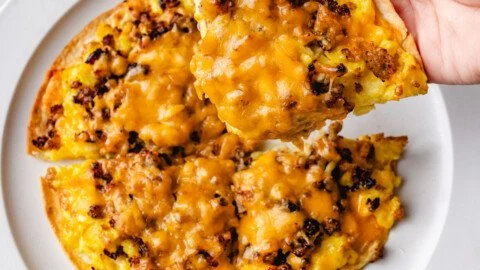 High Protein Sausage & Egg Breakfast Pizza Recipe