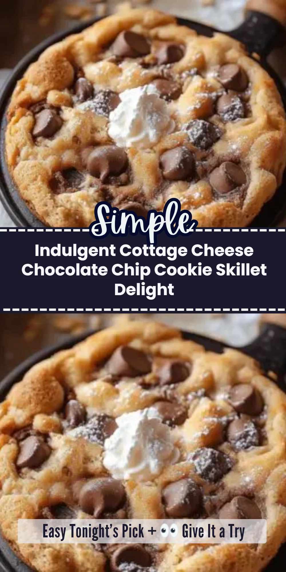 Indulgent Cottage Cheese Chocolate Chip Cookie Skillet Delight