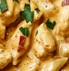 Delicious Instant Pot Cajun Chicken Pasta topped with fresh herbs and spices
