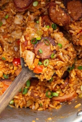 Delicious bowl of Instant Pot Jambalaya with shrimp, sausage, and rice