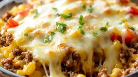 Delicious Keto Taco Casserole loaded with cheese and meat, perfect for a low-carb diet.