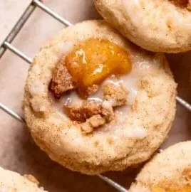 Homemade Peach Cobbler Cookies on a rustic wooden table