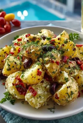 Delicious quick Mediterranean potato salad with fresh vegetables and herbs
