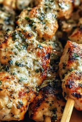 Savory garlic parmesan chicken skewers on a grill, perfect for summer BBQs