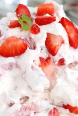 Light and creamy Strawberry Cheesecake Fluff dessert bursting with strawberry flavor