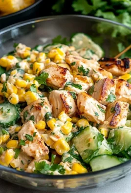 Delicious Street Corn Creamy Cucumber Chicken Salad on a plate