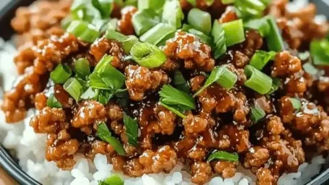 Sweet and savory honey garlic ground turkey dish served on a plate