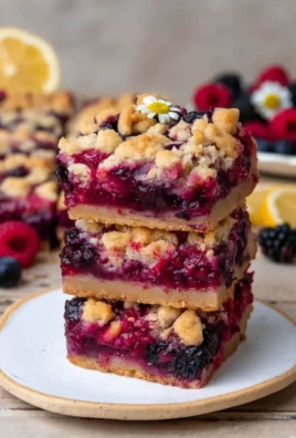 Triple Berry Crumble Bars with a crunchy topping and mixed berries