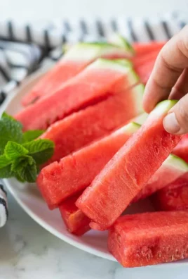 Fresh watermelon sticks ready to be enjoyed as a healthy snack