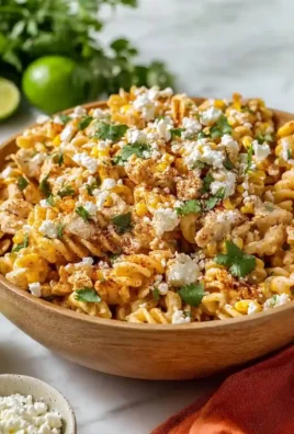 Zesty Mexican Street Corn Pasta Salad with chicken and fresh ingredients